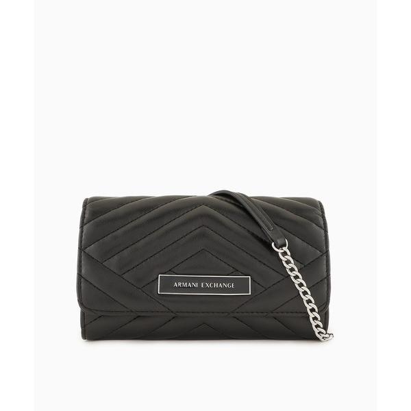 財布 「A|X アルマーニ エクスチェンジ」ボックスロゴ　キルティングショルダーストラップ付きウォレ...