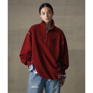 トレーナー スウェット 「別注」「SPALDING/スポルディング」EMBROIDERY HALF ZIP POLO SWEAT / UNISEX メ