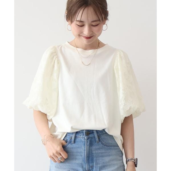 tシャツ ジャガードスリーブカットプルオーバー レディース