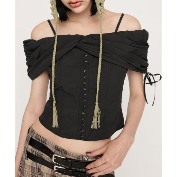 ブラウス シャツ FRONT HOOK 2WAY SHOULDER BL フロント ホック 2ウェイ...