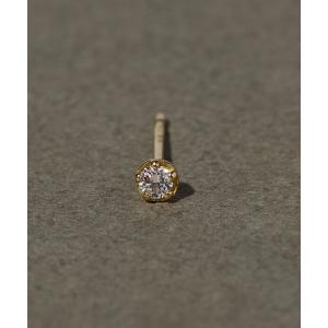 con affetto ピアス PT900ダイヤモンド1粒ピアス レディース