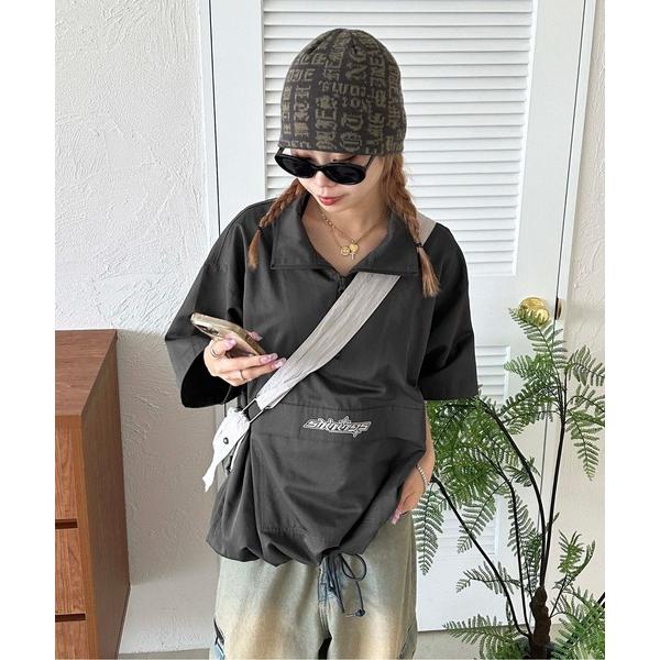 シャツ 刺繍アノラック半袖シャツ メンズ レディース