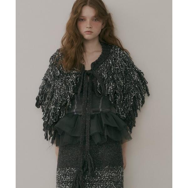 つけ襟 付け襟 ファンシーヤーンループフリンジMIXカラー