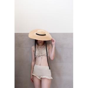 水着 体型カバー 「大好評につき新色入荷・4色展開」「３点SET / シアートップス付」フリルデザインハイウエストビキニ レディース