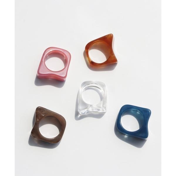 指輪 リング スクエアマーブルカラーアクリルリング レディース