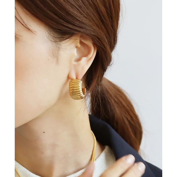 ピアス 金属アレルギー対応 ボリュームラインステンレスピアス レディース