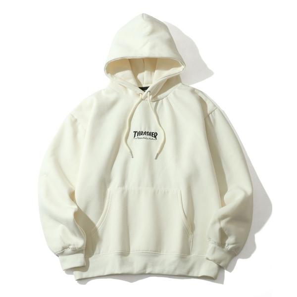 パーカー 「THRASHER/スラッシャー」裏起毛 ロゴ刺繍 プルオーバー スウェット パーカー メ...