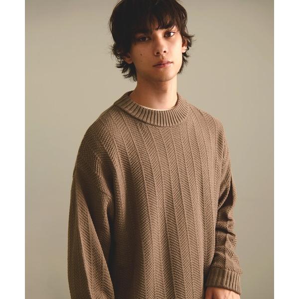 セーター ニット Revo. ジオメストライプ モックネック ルーズニット プルオーバー メンズ レ...