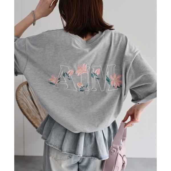 tシャツ 「ユニセックス」フラワー刺繍Tシャツ/半袖/カットソー レディース メンズ