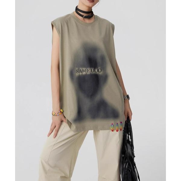 tシャツ ぼかし/シャドープリントフレンチスリーブTシャツ/ユニセックス メンズ レディース