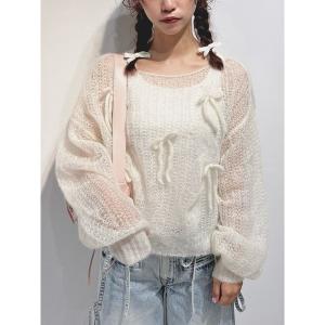 ニット セーター 透かし編みribbonニット レディース