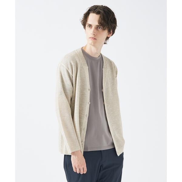 カーディガン 「メッシュ編み」レーヨン×ラミー　シアーカーディガン メンズ レディース