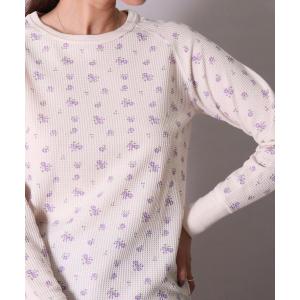tシャツ (LK)「JEMORGAN」「パックT」小花柄 ワッフル 長袖 Tシャツ レディース