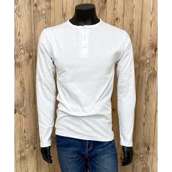 tシャツ リブ 長袖 ヘンリーネック Tシャツ デイリーウェア メンズ レディース
