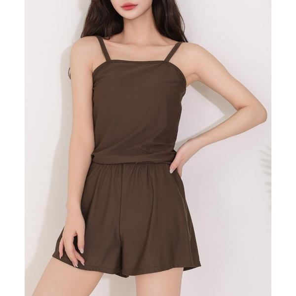 水着 レディース水着 セパレートキャミ風ウエストマークオールインワンスイムウェア レディース