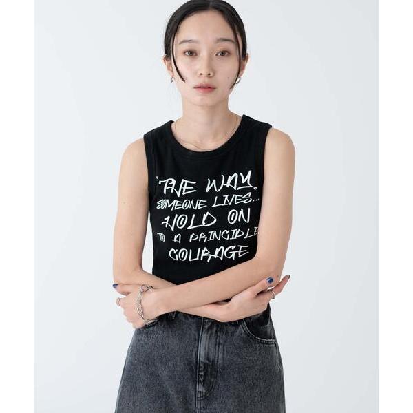 タンクトップ ノースリーブ WEGO/ハンドライティングプリントカップインタンク レディース