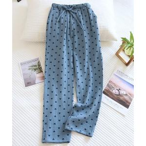 パジャマ ルームウェア レディース 小粒ハートのコットンルームウェアパンツ レディース