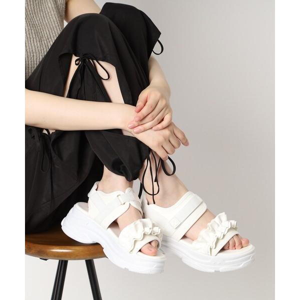 サンダル 厚底フリルスポサン レディース
