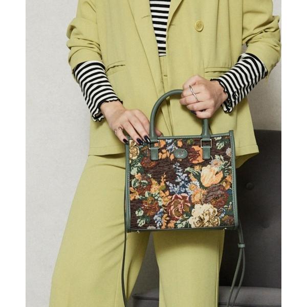 ハンドバッグ 「jouetie/ジュエティ」ゴブランフラワー　両アオリポケットスクエアハンドバッグ