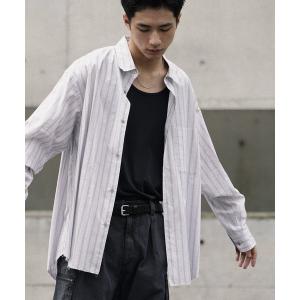 シャツ CUT-OFF HEM STRIPE SHIRT メンズ