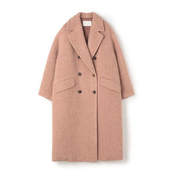 コート アウター ウールアルパカシャギー ダブルブレストコート レディース