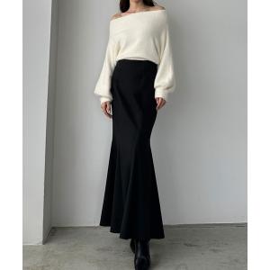 スカート 「選べる2素材 ヘリンボーン/もっちり生地」ハイウエストフレアマーメイドスカート