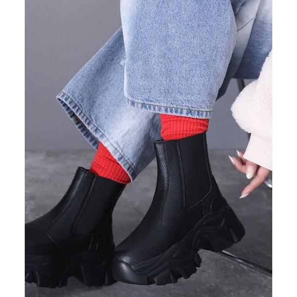 ブーツ 「JaVaジャバコラボ」足元からお洒落を楽しむ！厚底ソールサイドゴアショートブーツ レディー...