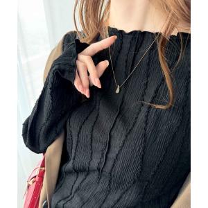 tシャツ 上品大人フェミニン。前後2wayフリンジジャガードメロウトップス レディース