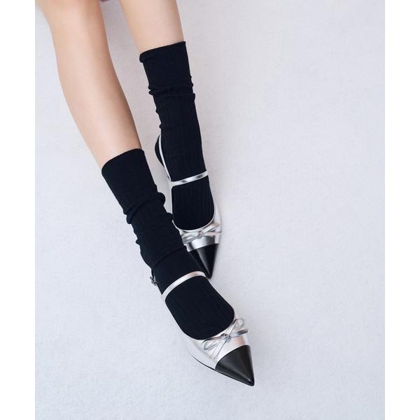 パンプス ボウ ポインテッドトゥキャップキトゥンヒールパンプス