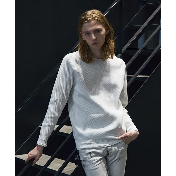tシャツ サーマルワッフルニット 長袖プルオーバー メンズ