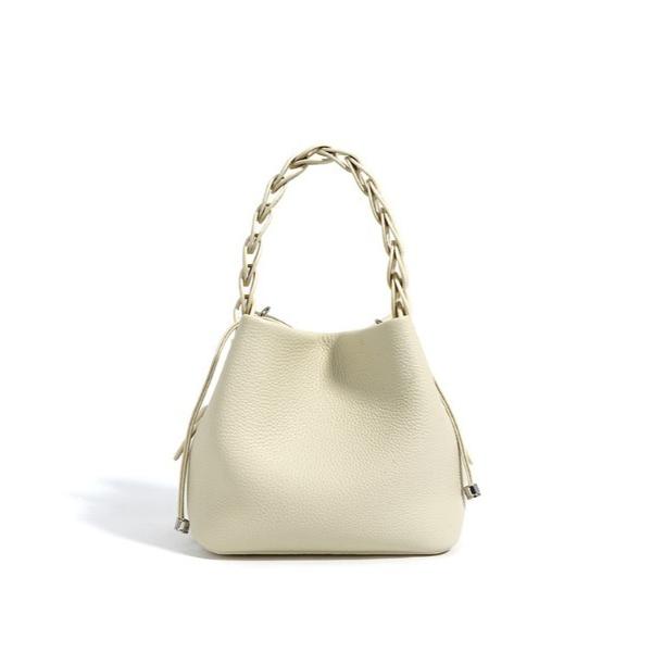 ハンドバッグ 「NiiNa」「高品質牛革」2wayスクエアレザースモール編み込みハンドルバッグ