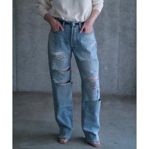 ワイドパンツ ジーンズ デニム デニムパンツ DAMAGE DENIM PANTS レディース