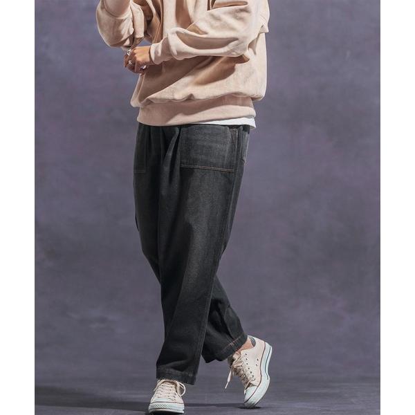 ジーンズ mp12623- ユーズド加工ベイカーデニムパンツ メンズ