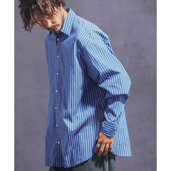 シャツ ms5762- ストレッチオーバーサイズストライプシャツ メンズ
