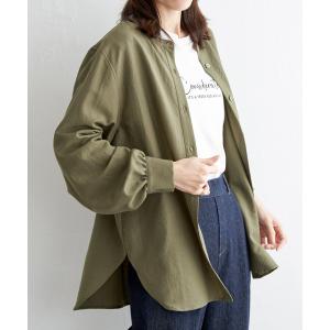 前後2WAYバンドカラーシャツ レディース