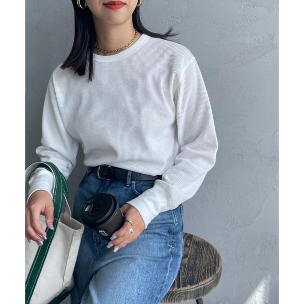 tシャツ 「HEALTHKNIT/ヘルスニット」 別注 クルーネック ワッフルボーダーTシャツ レデ...