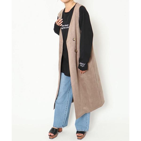ベスト ジレ 「上品スエード調×着回し力」レディース ロングジレ ベスト 羽織り 秋冬春 レディース