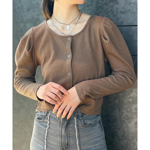 tシャツ 「2way×パワショル」レディース リブトップス カーディガン風 羽織り 春秋冬 レディー...