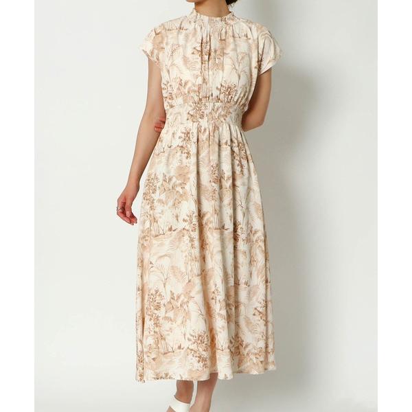 ワンピース 「シャーリングウエスト×フレア」レディース マキシワンピース 半袖 春夏秋