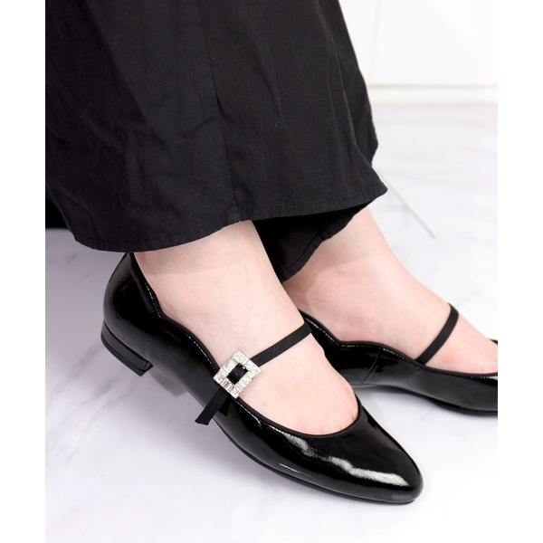 パンプス ラメベルベット/エナメル　メリージェーンパンプス