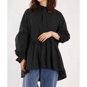 マルチサイズ ブラウス シャツ ギャザーチュニックブラウス レディース