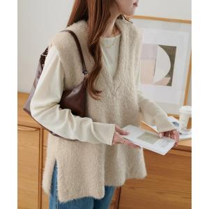 ベスト ジレ フェザーヤーンチュニックベスト「WEB限定カラーあり」 レディース