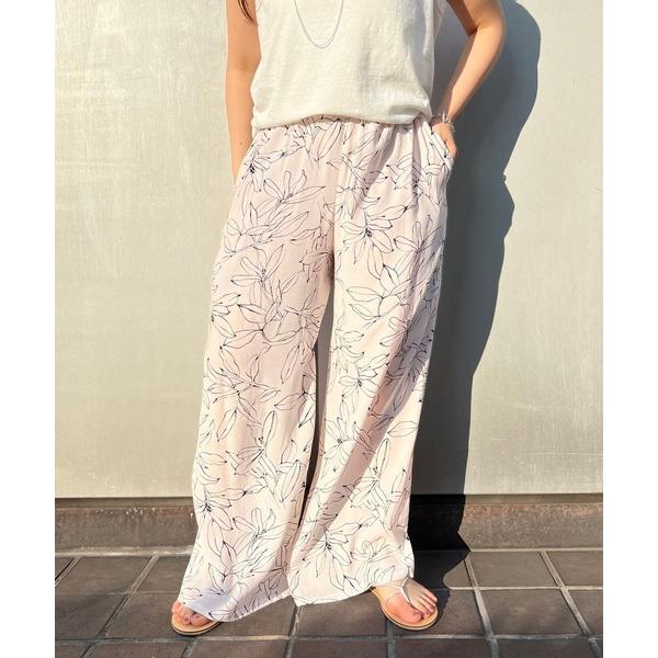 パンツ フラワープリントイージーパンツ レディース