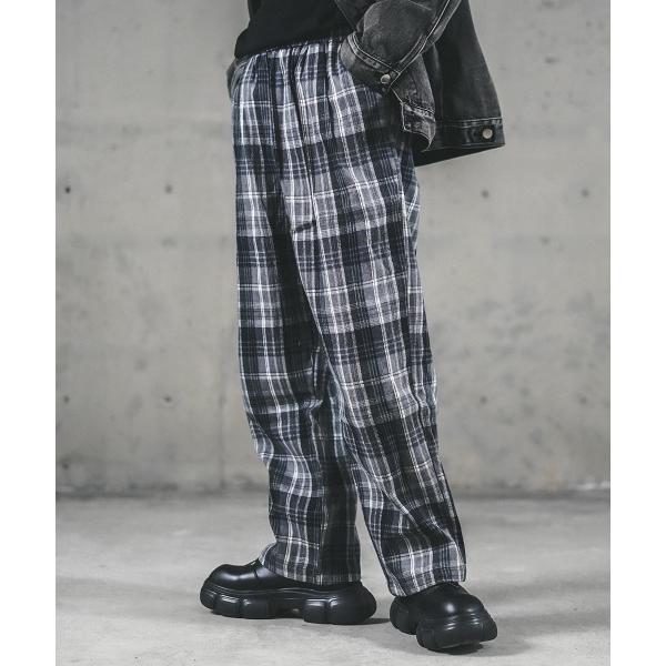 パンツ リラックスチェックパターンプルオンパンツ メンズ レディース