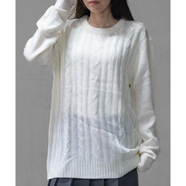 セーター ニット 「40I」ケーブル編み クルーネック リラックスニット メンズ レディース
