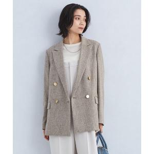 ジャケット テーラードジャケット メランジツイル ダブル ジャケット レディース