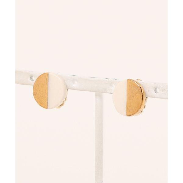 イヤリング 「irodori」ラウンド金彩earring（白) レディース