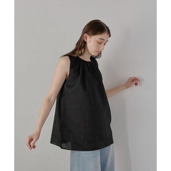 ブラウス シャツ 「MINERTE」neck tack stripe blouse / ネックタック...