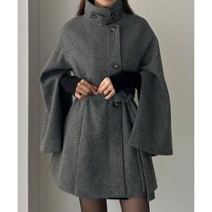 ステンカラーコート コート ハイネックミドル丈コート レディース