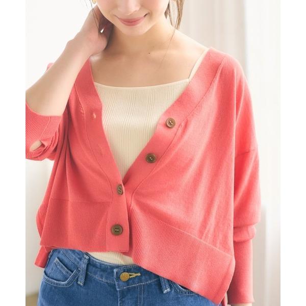 カーディガン Vネックサマーニットカーディガン「低身長・小柄女性」 レディース